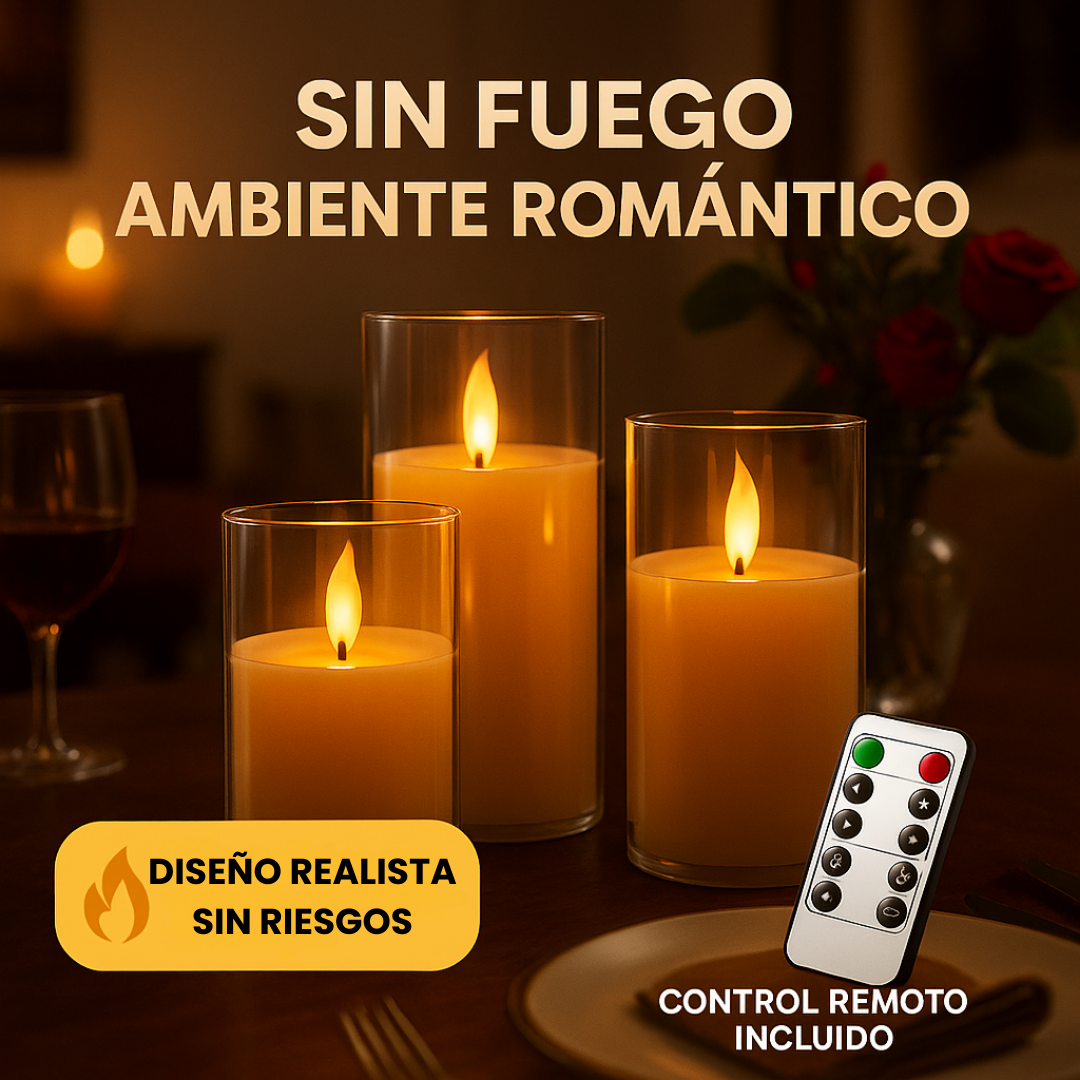 Set De Velas LED Sin Fuego X3 Unidades