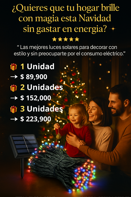 Luces Navideñas de Panel Solar y Control Remoto