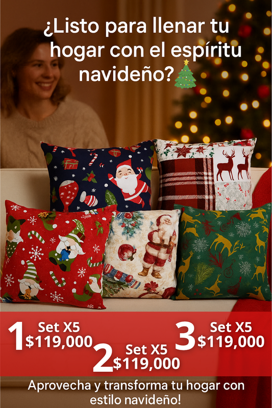 Set X 5 Cojines Navideños