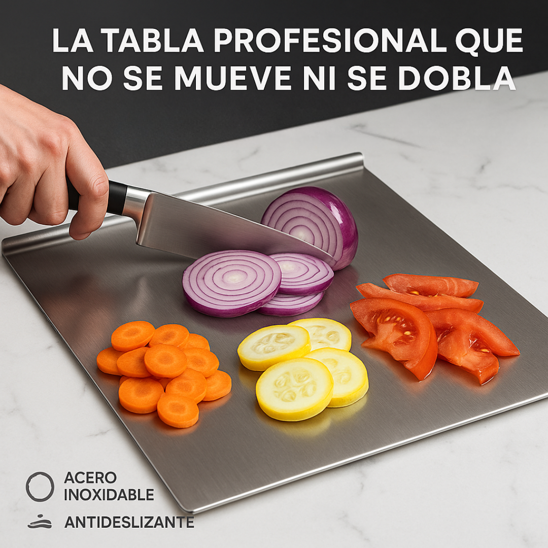 Tabla de Picar en Acero Inoxidable Tamaño XL 30X40CM Antibacterias 🔥