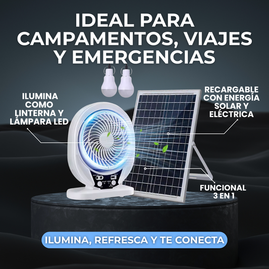 Ventilador Solar Portátil Recargable